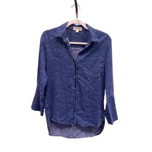 Cloth & Stone Chambray Shirt Coastal Grandma Minimalist Boho Chic xs indigo soft